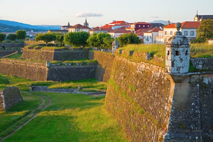 a castle on top of a grass covered field