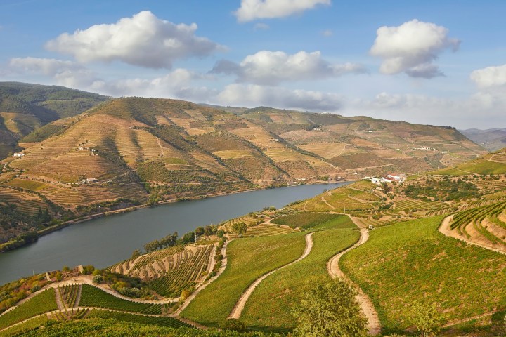a view of a body of water with a mountain in the background