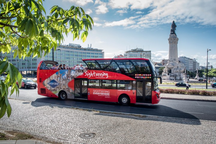 a bus that is parked on the side of a road