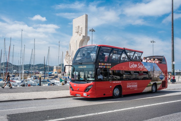 a bus that is parked on the side of a road