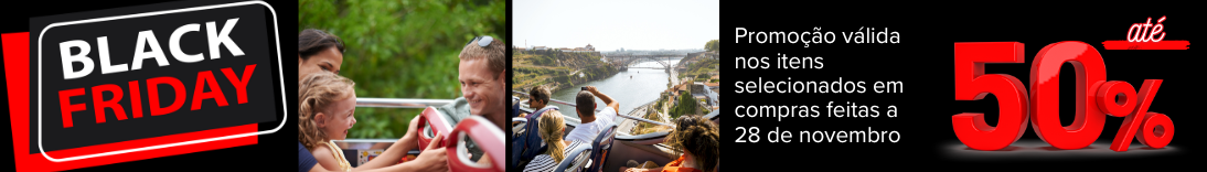 Black Friday banner with images, text about promotions and up to 50% off offer in red.